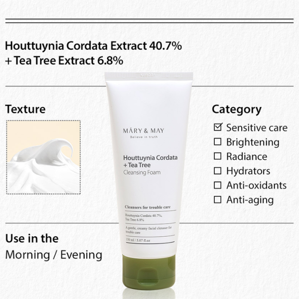 skincare-kbeauty-glowtime-mary & may houttuynia cordata tea tree cleansing foam