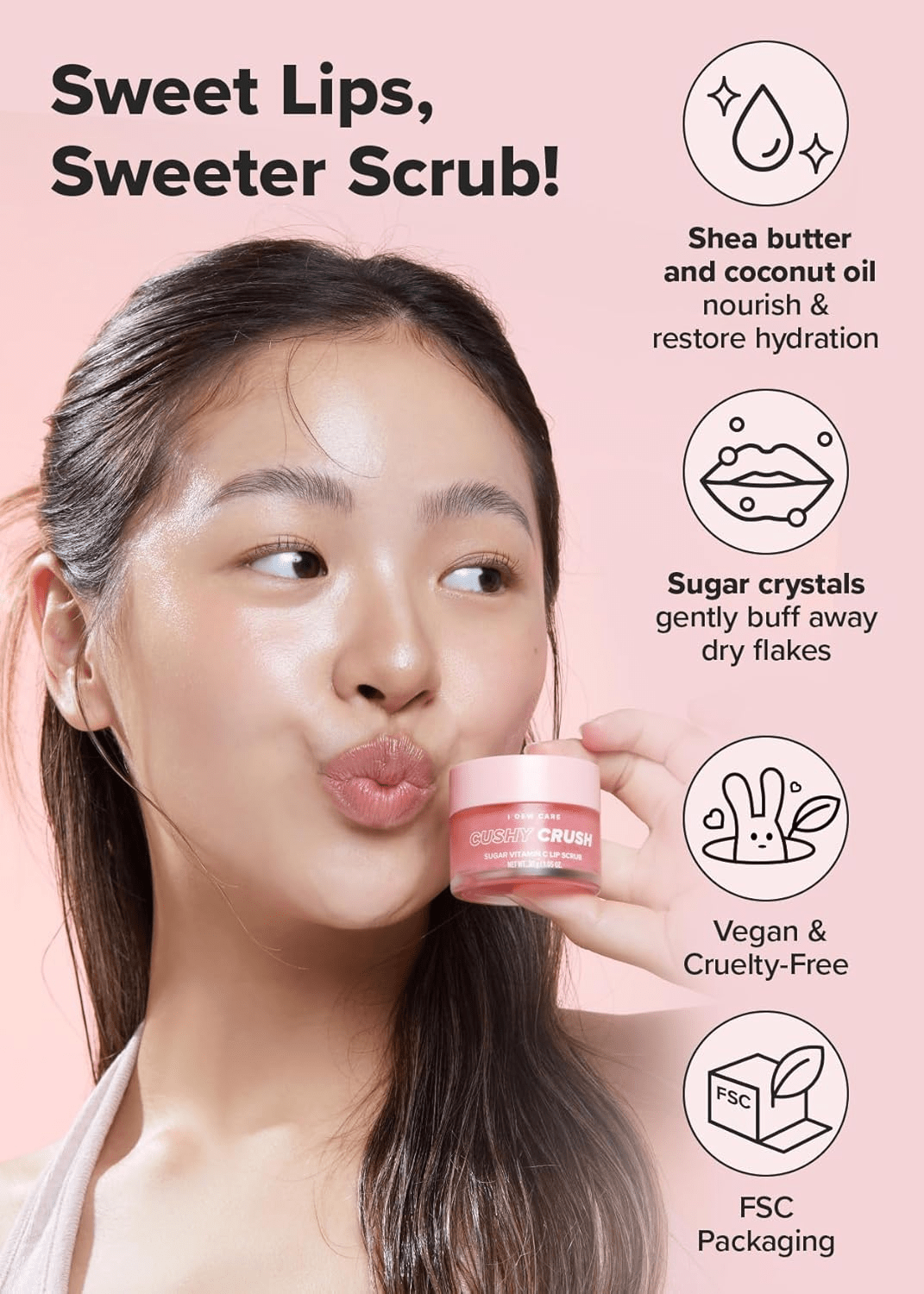 skincare-kbeauty-glowtime i dew care cushy crush sugar vitamin c lip scrub