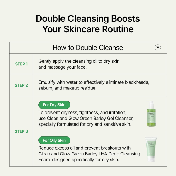 skincare-kbeauty-glowtime-veganifect clean and glow Green BArley LHA Cleansing Oil