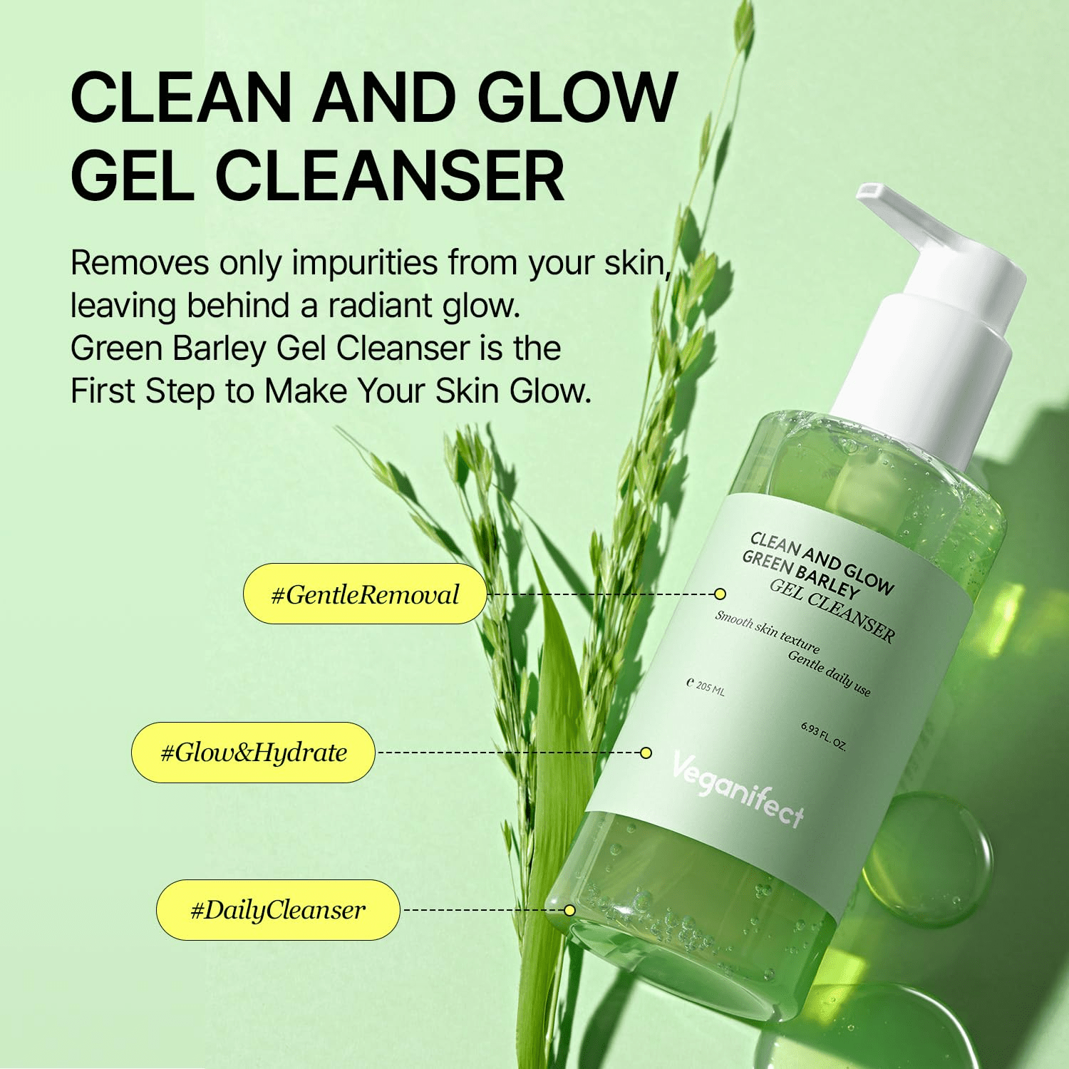 skincare-kbeauty-glowtime-veganifect clean and glow green barley gel cleanser