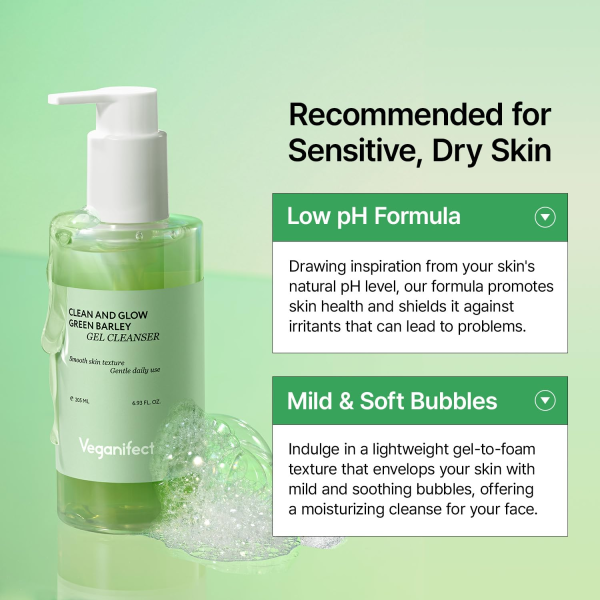 skincare-kbeauty-glowtime-veganifect clean and glow green barley gel cleanser