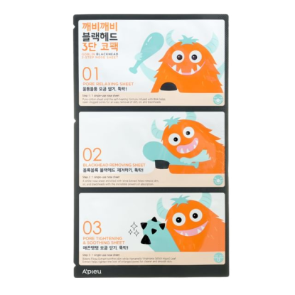 skincare-kbeauty-glowtime-apieu goblin blackhead 3 step nose sheet