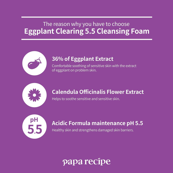 skincare-kbeauty-glowtime-papa recipe eggplant clearing mild cleansing foam