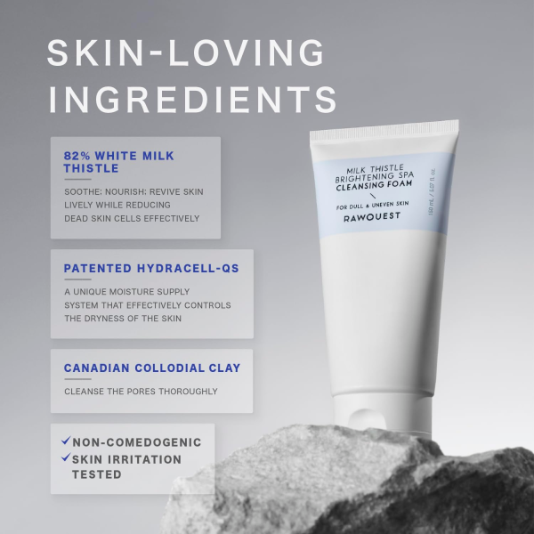 skincare-kbeauty-glowtime-rawquest milk thistle brightening spa cleansing foam