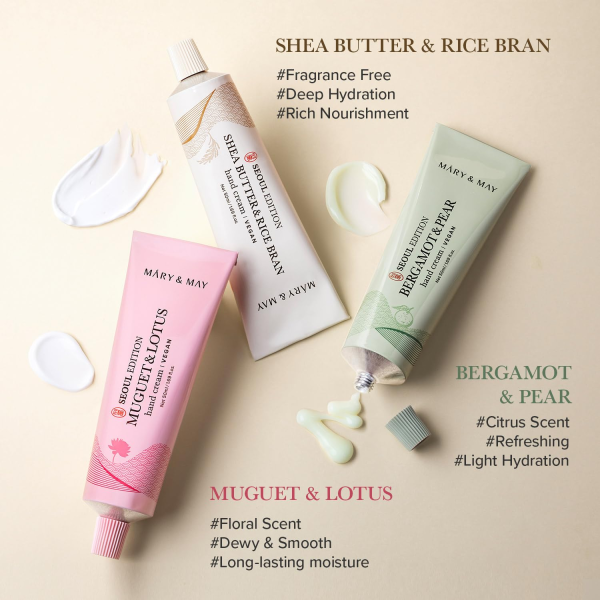 skincare-kbeauty-glowtime-mary and may seoul edition shea butter and rice bran hand cream trio set