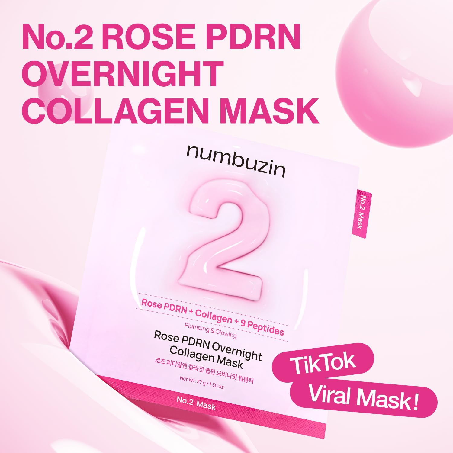 skincare-kbeauty-glowtime-numbuzin 2 rose pdrn overnight collagen mask