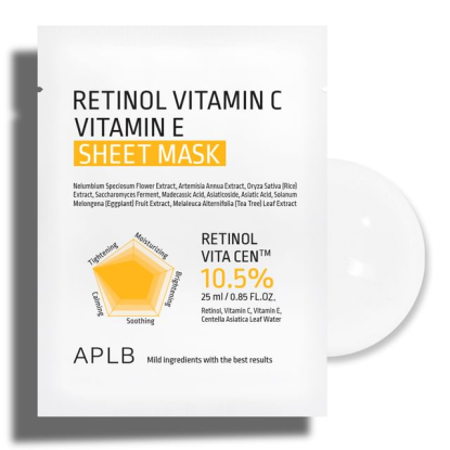 skincare-kbeauty-glowtime-aplb retinol vitamin C Vitamin E Sheet mask
