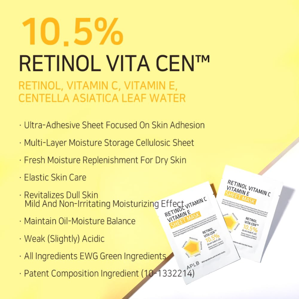 skincare-kbeauty-glowtime-aplb retinol vitamin C Vitamin E Sheet mask