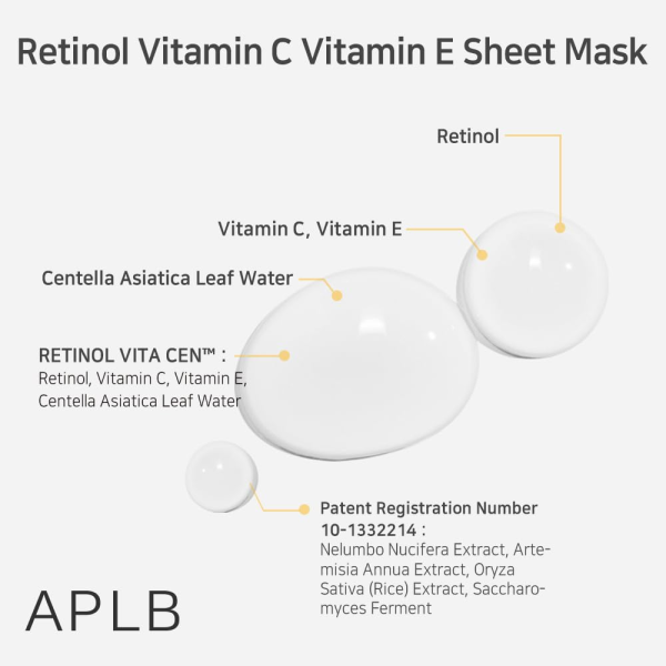 skincare-kbeauty-glowtime-aplb retinol vitamin C Vitamin E Sheet mask
