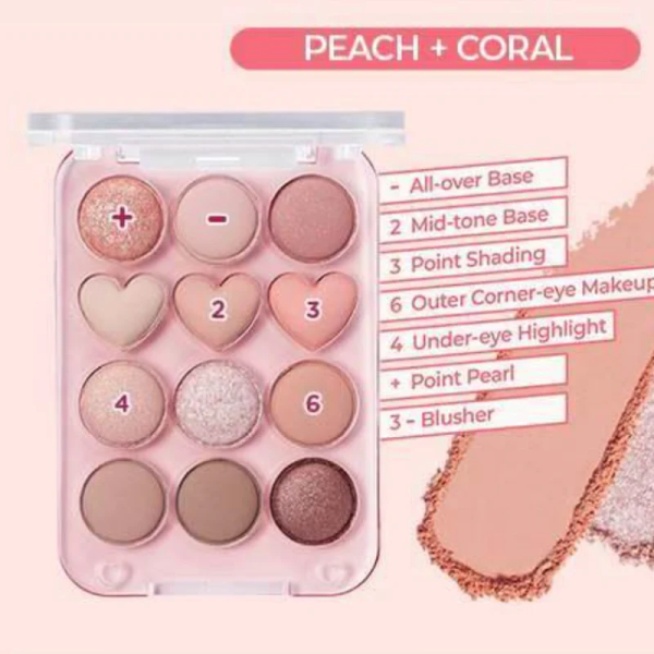 skincare-kbeauty-glowtime-colorgram pin point eyeshadoe palette 01 peach and coral