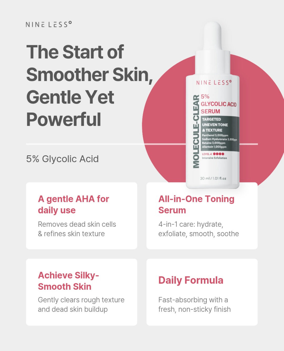 skincare-kbeauty-glowtime-nine less molecul clear 5% Glycolic Acid serum